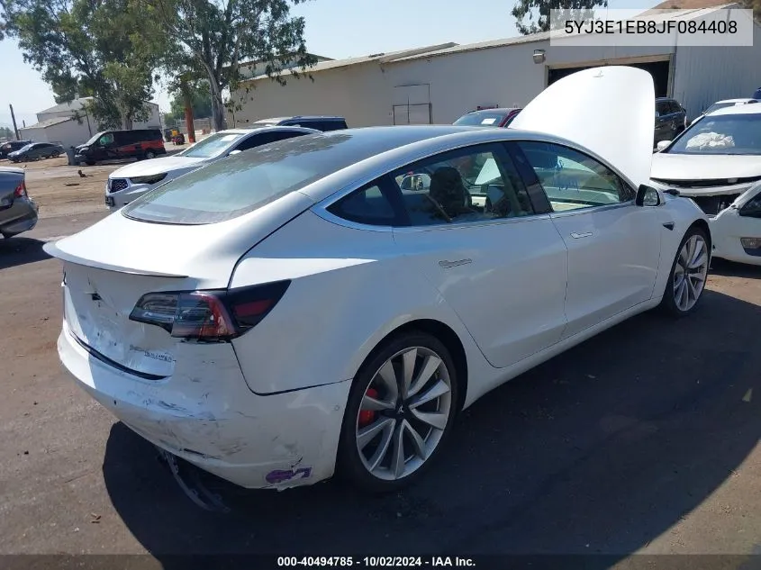 5YJ3E1EB8JF084408 2018 Tesla Model 3 Long Range/Performance