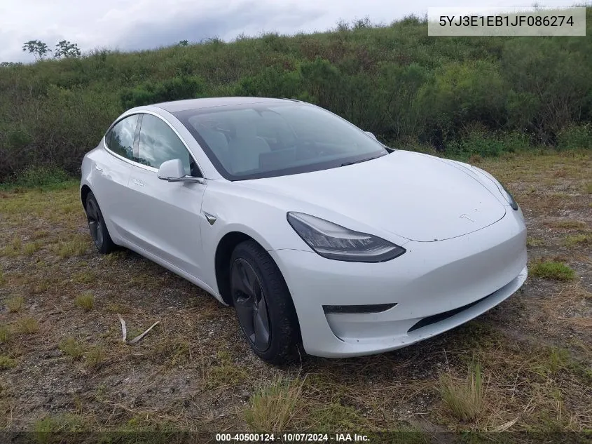 2018 Tesla Model 3 Long Range/Performance VIN: 5YJ3E1EB1JF086274 Lot: 40500124