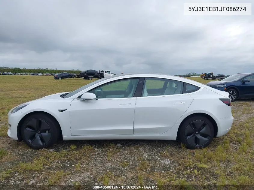 2018 Tesla Model 3 Long Range/Performance VIN: 5YJ3E1EB1JF086274 Lot: 40500124