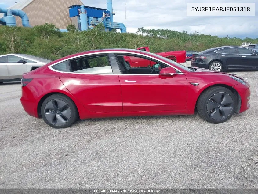 2018 Tesla Model 3 VIN: 5YJ3E1EA8JF051318 Lot: 40500442