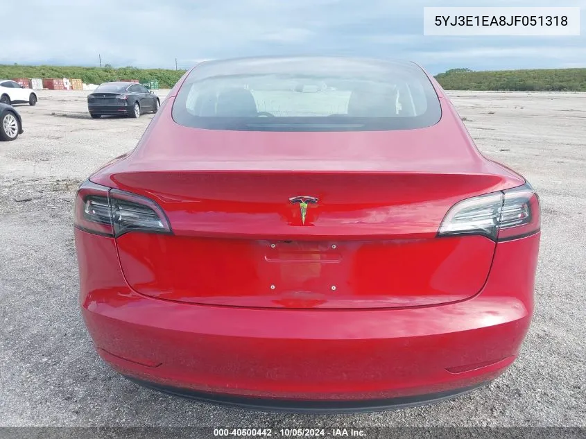 2018 Tesla Model 3 VIN: 5YJ3E1EA8JF051318 Lot: 40500442