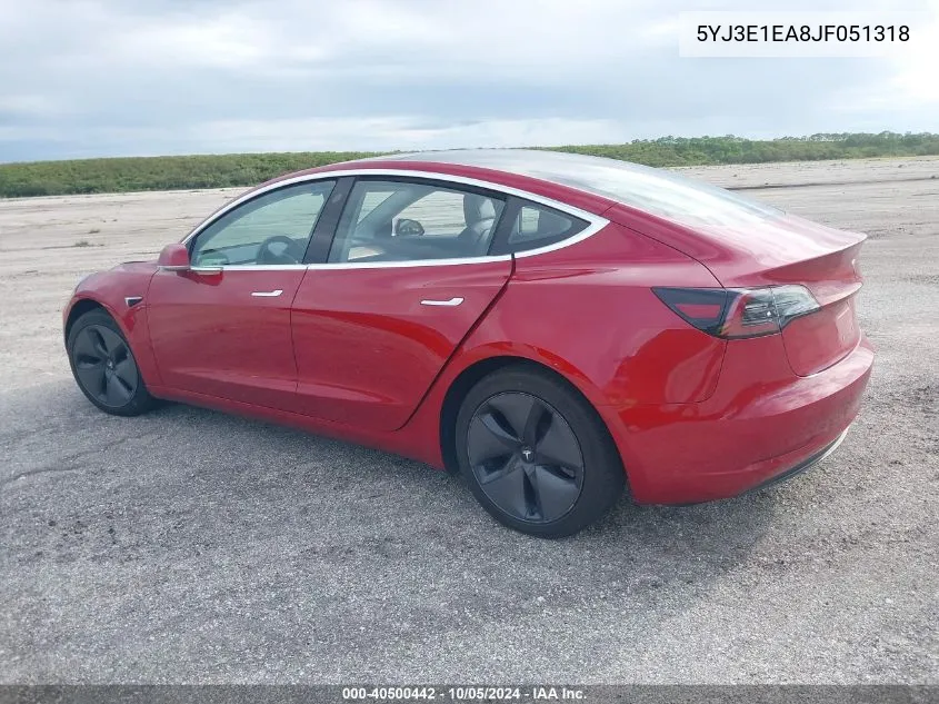 2018 Tesla Model 3 VIN: 5YJ3E1EA8JF051318 Lot: 40500442