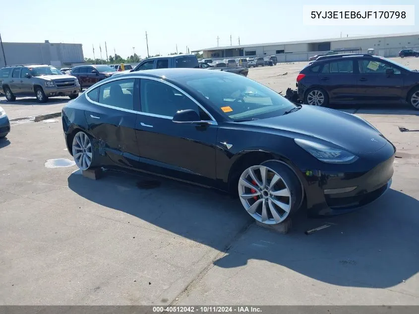 2018 Tesla Model 3 Long Range/Performance VIN: 5YJ3E1EB6JF170798 Lot: 40512042