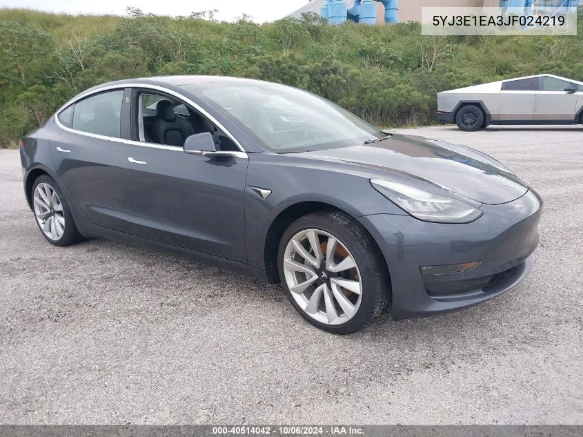 2018 Tesla Model 3 Long Range/Mid Range VIN: 5YJ3E1EA3JF024219 Lot: 40514042