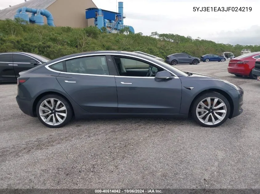 2018 Tesla Model 3 Long Range/Mid Range VIN: 5YJ3E1EA3JF024219 Lot: 40514042