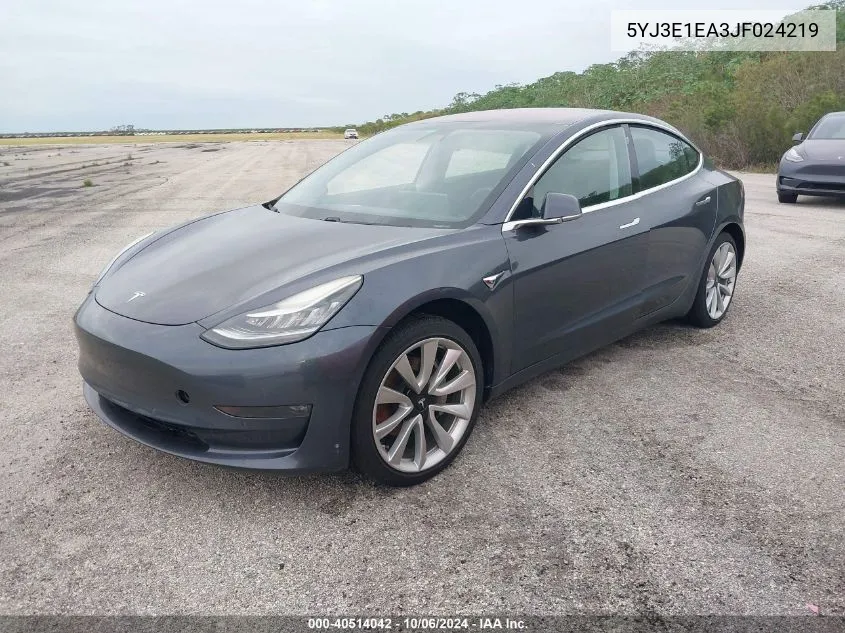 2018 Tesla Model 3 Long Range/Mid Range VIN: 5YJ3E1EA3JF024219 Lot: 40514042