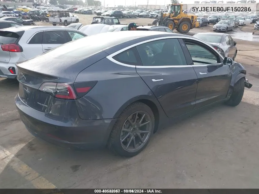 2018 Tesla Model 3 Long Range/Performance VIN: 5YJ3E1EB0JF150286 Lot: 40562539