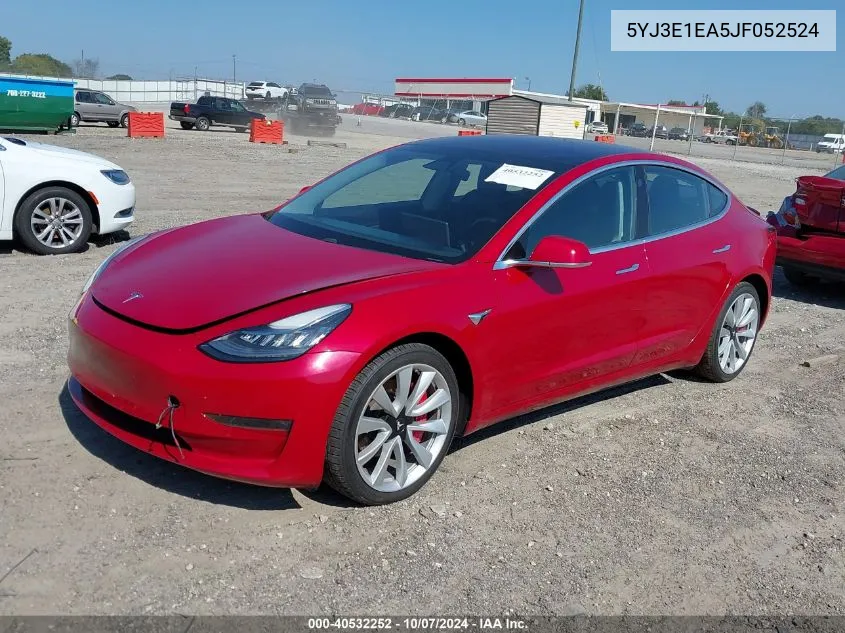 2018 Tesla Model 3 Long Range/Mid Range VIN: 5YJ3E1EA5JF052524 Lot: 40532252