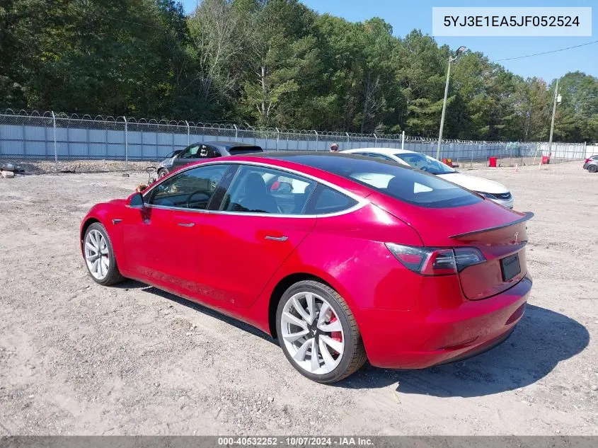 2018 Tesla Model 3 Long Range/Mid Range VIN: 5YJ3E1EA5JF052524 Lot: 40532252