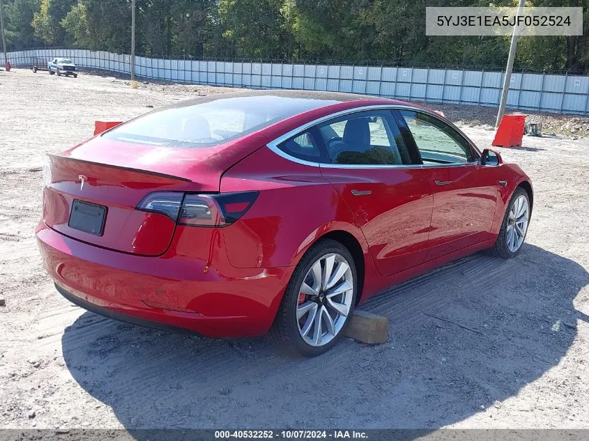 2018 Tesla Model 3 Long Range/Mid Range VIN: 5YJ3E1EA5JF052524 Lot: 40532252