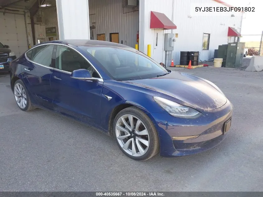 2018 Tesla Model 3 VIN: 5YJ3E1EB3JF091802 Lot: 40535667