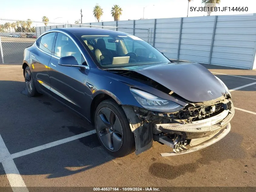 2018 Tesla Model 3 Long Range/Performance VIN: 5YJ3E1EB1JF144660 Lot: 40537164