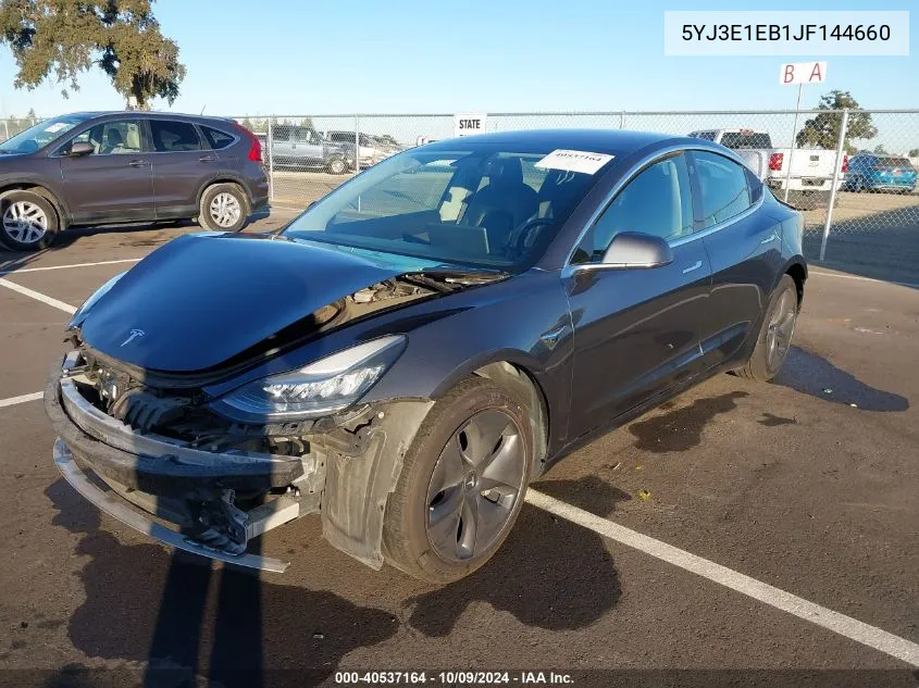 2018 Tesla Model 3 Long Range/Performance VIN: 5YJ3E1EB1JF144660 Lot: 40537164