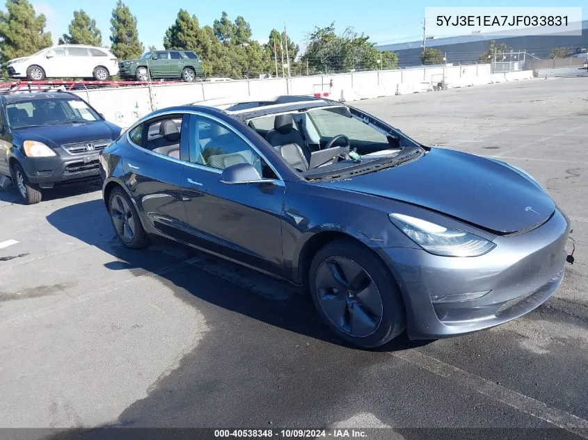 2018 Tesla Model 3 VIN: 5YJ3E1EA7JF033831 Lot: 40538348