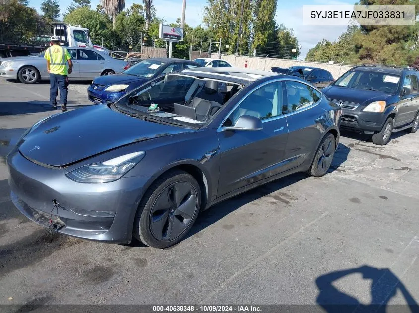 2018 Tesla Model 3 VIN: 5YJ3E1EA7JF033831 Lot: 40538348