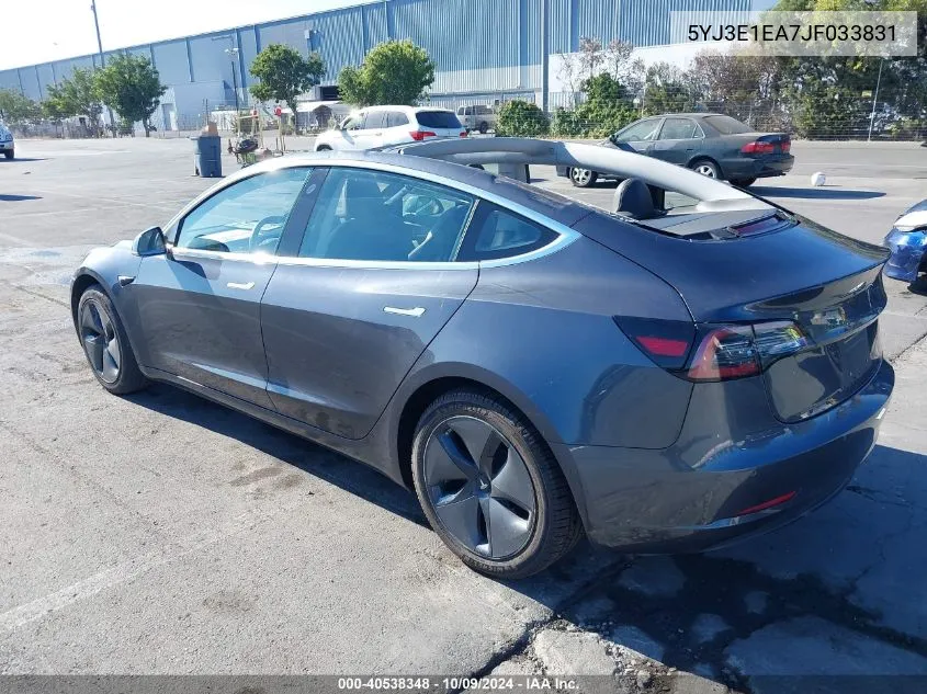 2018 Tesla Model 3 VIN: 5YJ3E1EA7JF033831 Lot: 40538348