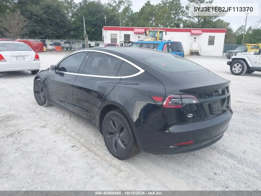 2018 Tesla Model 3 Long Range/Performance VIN: 5YJ3E1EB2JF113370 Lot: 40568565