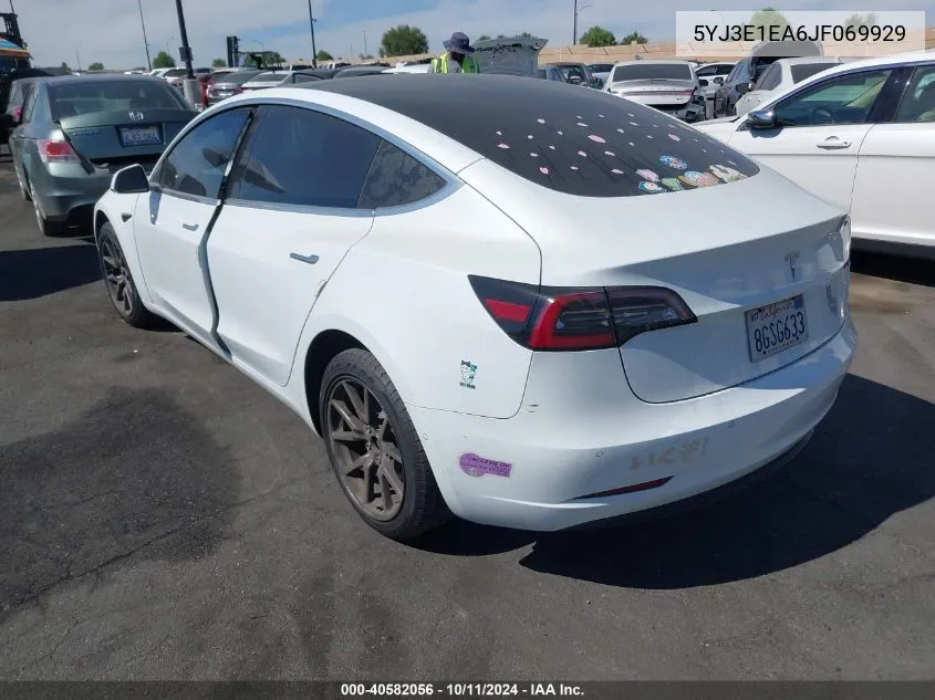 2018 Tesla Model 3 Long Range/Mid Range VIN: 5YJ3E1EA6JF069929 Lot: 40582056