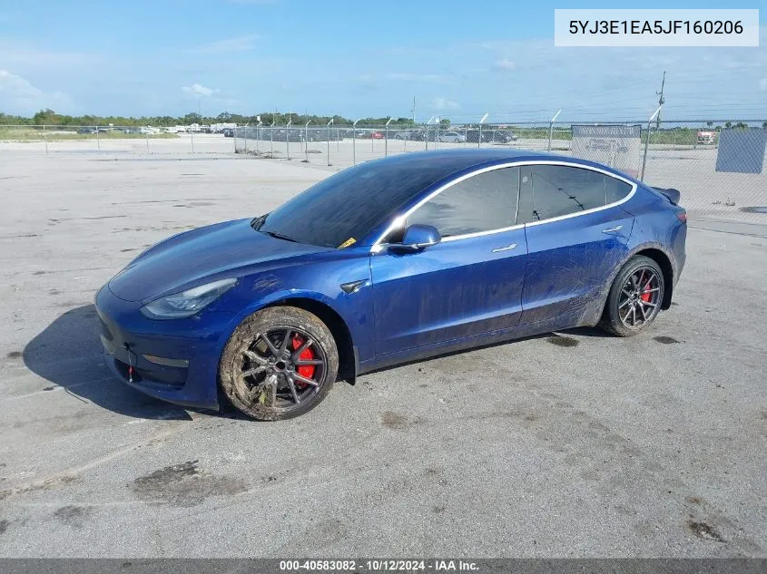 2018 Tesla Model 3 Long Range/Mid Range VIN: 5YJ3E1EA5JF160206 Lot: 40583082