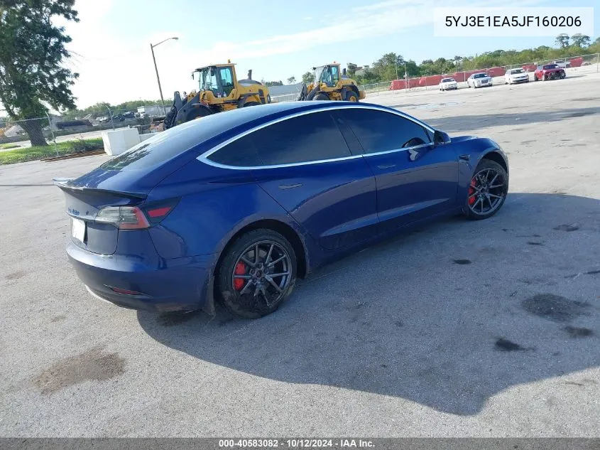 2018 Tesla Model 3 Long Range/Mid Range VIN: 5YJ3E1EA5JF160206 Lot: 40583082