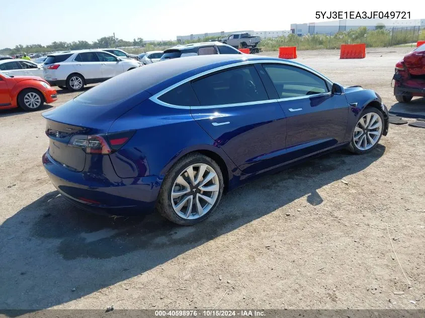 2018 Tesla Model 3 Long Range/Mid Range VIN: 5YJ3E1EA3JF049721 Lot: 40598976