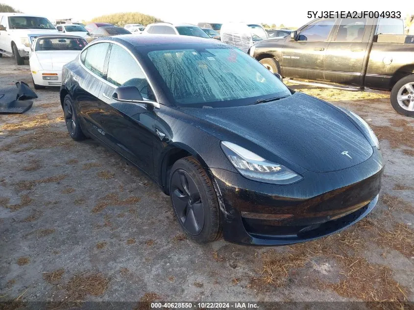 2018 Tesla Model 3 Long Range/Mid Range VIN: 5YJ3E1EA2JF004933 Lot: 40628550