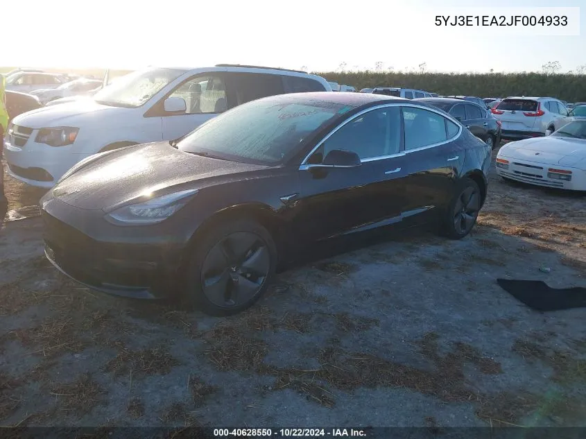 2018 Tesla Model 3 Long Range/Mid Range VIN: 5YJ3E1EA2JF004933 Lot: 40628550