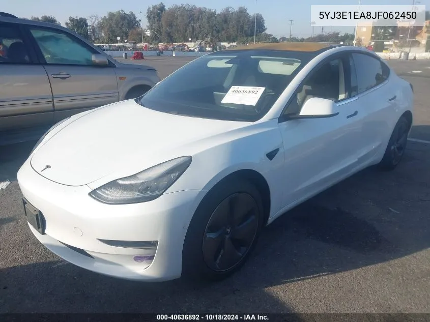 2018 Tesla Model 3 Long Range/Mid Range VIN: 5YJ3E1EA8JF062450 Lot: 40636892