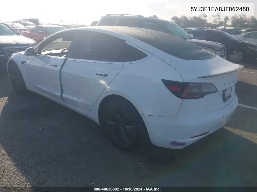 2018 Tesla Model 3 Long Range/Mid Range VIN: 5YJ3E1EA8JF062450 Lot: 40636892