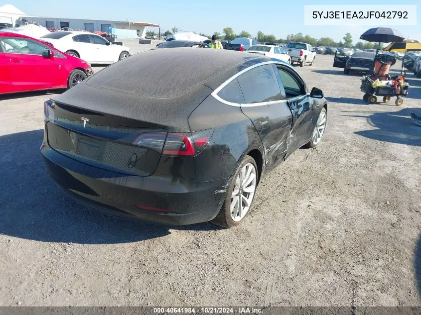 2018 Tesla Model 3 VIN: 5YJ3E1EA2JF042792 Lot: 40641984