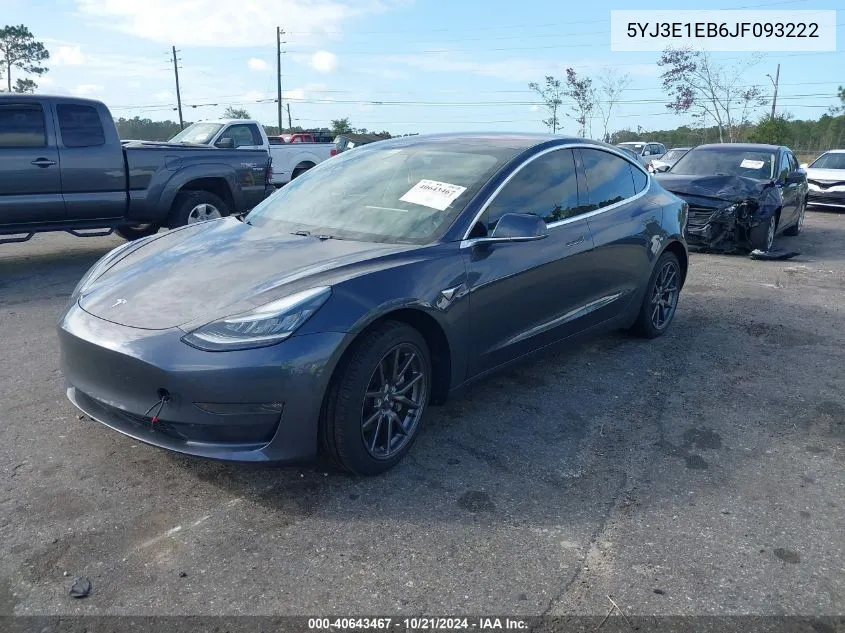 2018 Tesla Model 3 VIN: 5YJ3E1EB6JF093222 Lot: 40643467