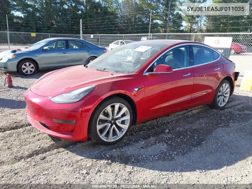 2018 Tesla Model 3 Long Range/Mid Range VIN: 5YJ3E1EA5JF011035 Lot: 40670739