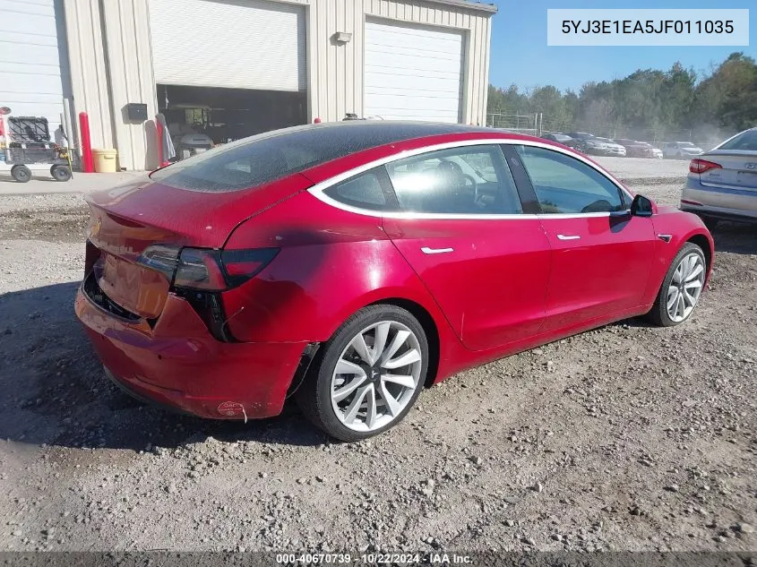 2018 Tesla Model 3 Long Range/Mid Range VIN: 5YJ3E1EA5JF011035 Lot: 40670739