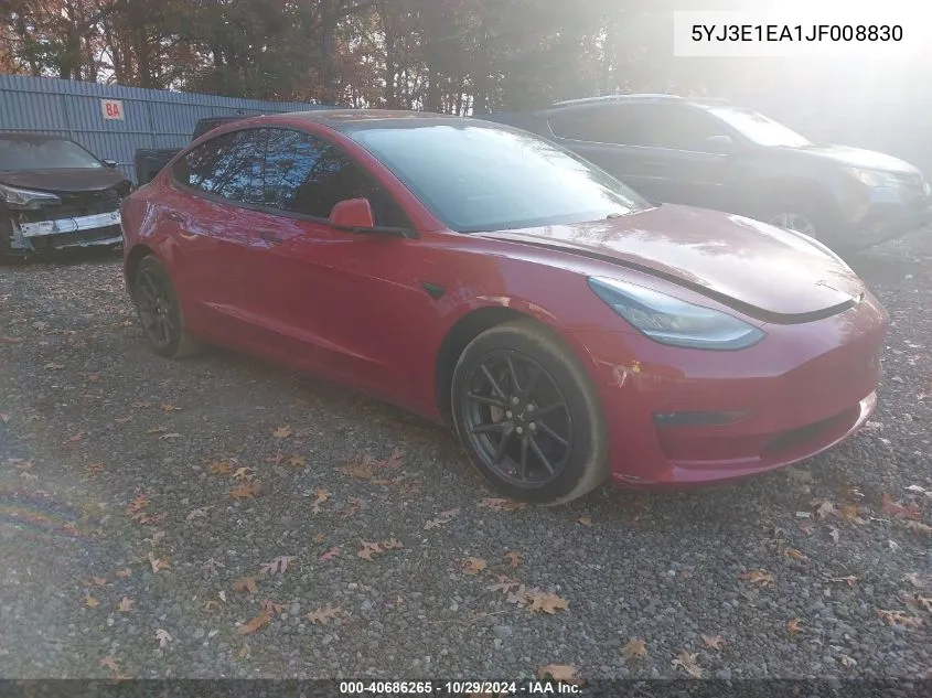 2018 Tesla Model 3 Long Range/Mid Range VIN: 5YJ3E1EA1JF008830 Lot: 40686265