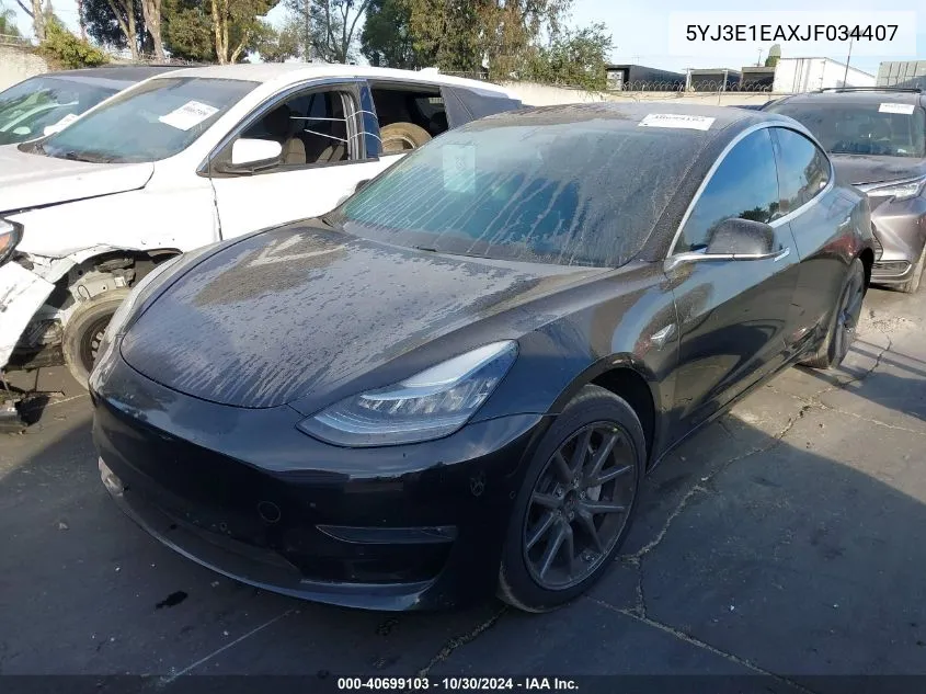 2018 Tesla Model 3 Long Range/Mid Range VIN: 5YJ3E1EAXJF034407 Lot: 40699103