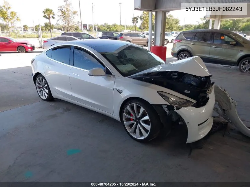 2018 Tesla Model 3 Long Range/Performance VIN: 5YJ3E1EB3JF082243 Lot: 40704285