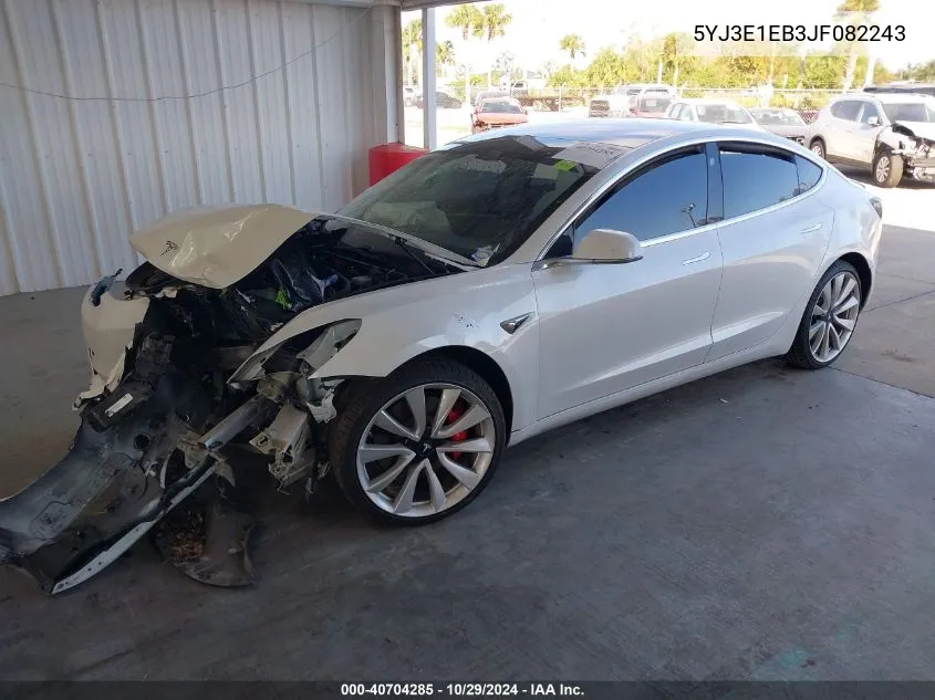 2018 Tesla Model 3 Long Range/Performance VIN: 5YJ3E1EB3JF082243 Lot: 40704285