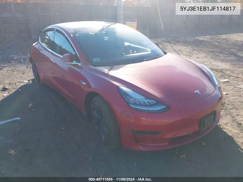 2018 Tesla Model 3 Long Range/Performance VIN: 5YJ3E1EB1JF114817 Lot: 40711088