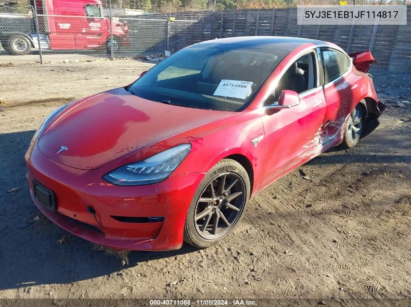 2018 Tesla Model 3 Long Range/Performance VIN: 5YJ3E1EB1JF114817 Lot: 40711088