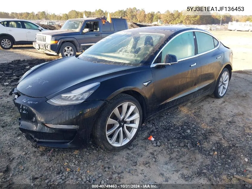 2018 Tesla Model 3 Long Range/Mid Range VIN: 5YJ3E1EA1JF136453 Lot: 40749463