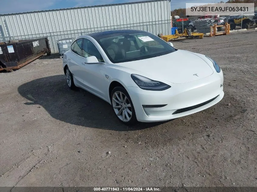 2018 Tesla Model 3 Long Range/Mid Range VIN: 5YJ3E1EA9JF063431 Lot: 40771943