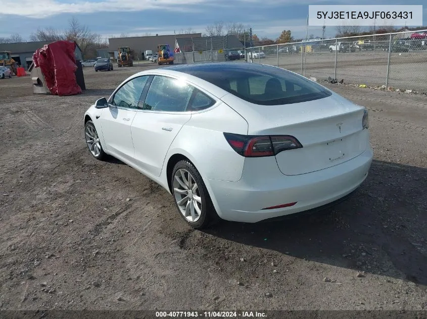 2018 Tesla Model 3 Long Range/Mid Range VIN: 5YJ3E1EA9JF063431 Lot: 40771943