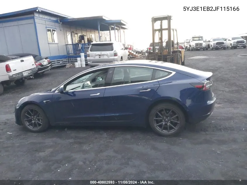 2018 Tesla Model 3 Long Range/Performance VIN: 5YJ3E1EB2JF115166 Lot: 40802593