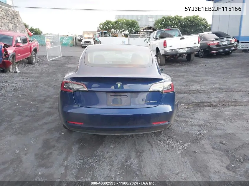 2018 Tesla Model 3 Long Range/Performance VIN: 5YJ3E1EB2JF115166 Lot: 40802593