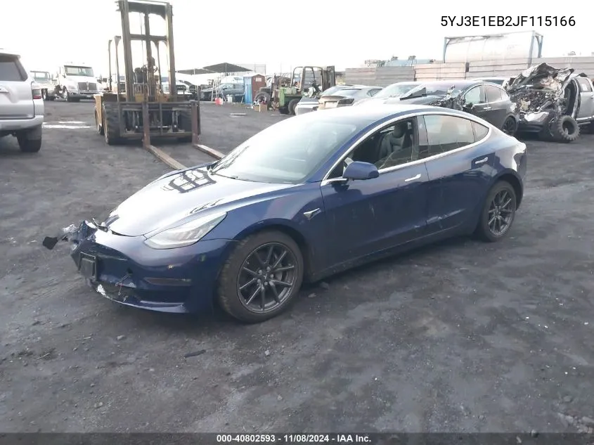 2018 Tesla Model 3 Long Range/Performance VIN: 5YJ3E1EB2JF115166 Lot: 40802593