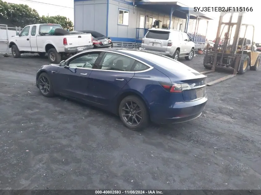 2018 Tesla Model 3 Long Range/Performance VIN: 5YJ3E1EB2JF115166 Lot: 40802593