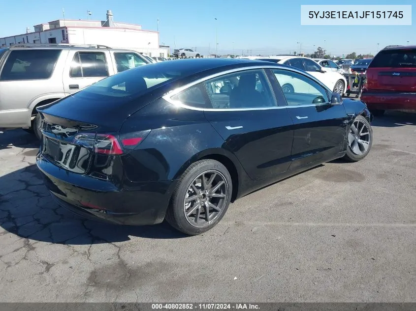 2018 Tesla Model 3 Long Range/Mid Range VIN: 5YJ3E1EA1JF151745 Lot: 40802852