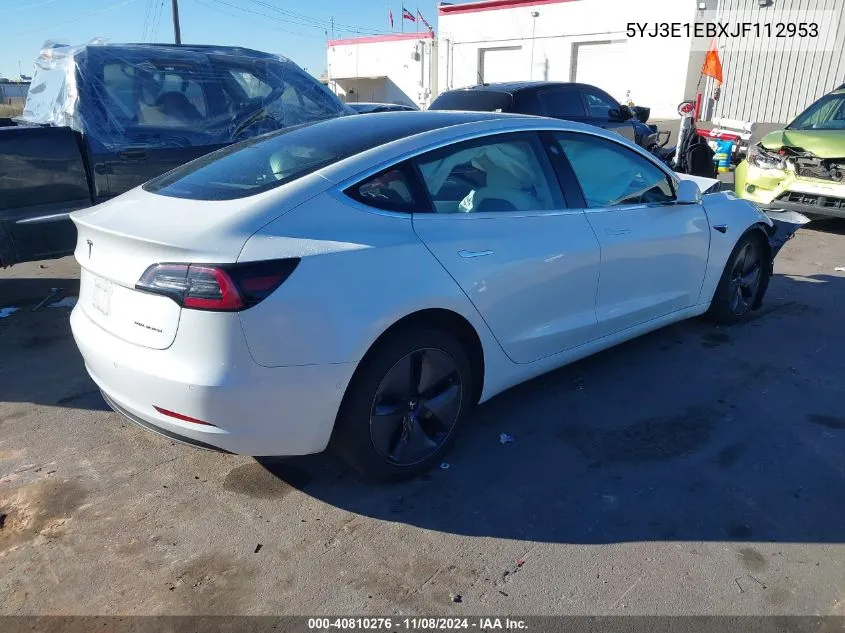 2018 Tesla Model 3 Long Range/Performance VIN: 5YJ3E1EBXJF112953 Lot: 40810276