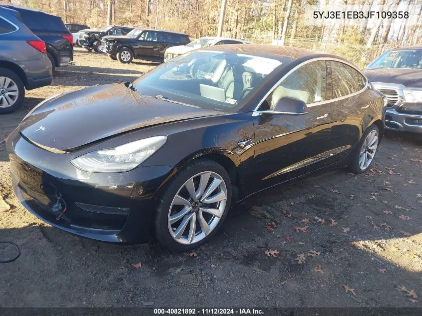 2018 Tesla Model 3 Long Range/Performance VIN: 5YJ3E1EB3JF109358 Lot: 40821892