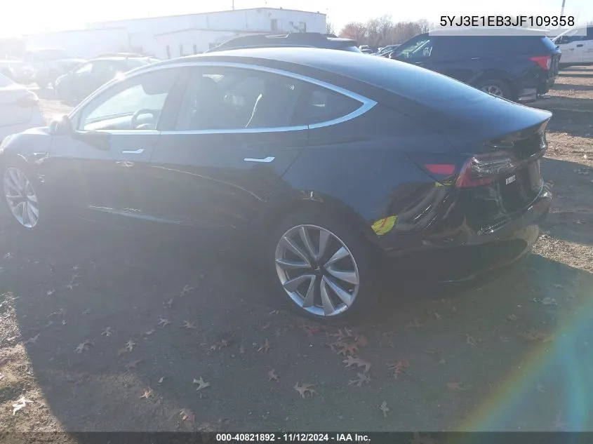 2018 Tesla Model 3 Long Range/Performance VIN: 5YJ3E1EB3JF109358 Lot: 40821892